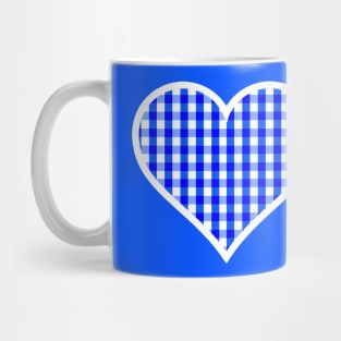 Bright Blue and White Gingham Heart Mug